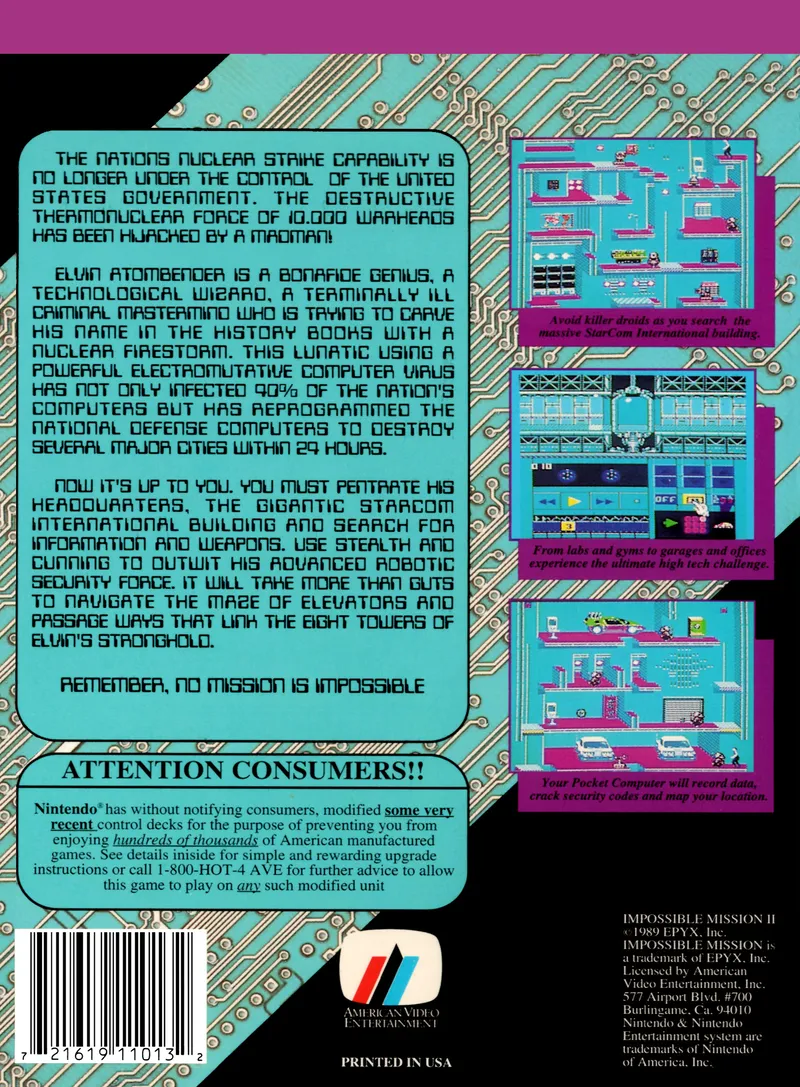Impossible Mission II box back