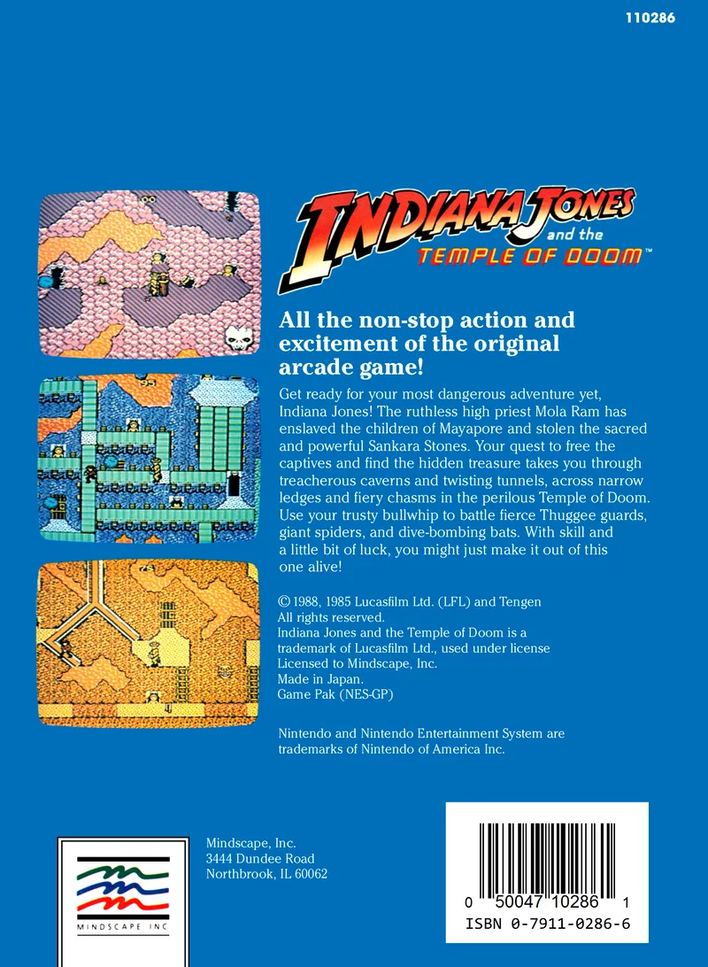 Indiana Jones and the Temple of Doom box back