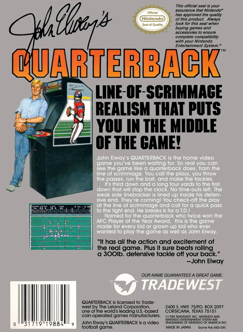 John Elway's Quarterback box back
