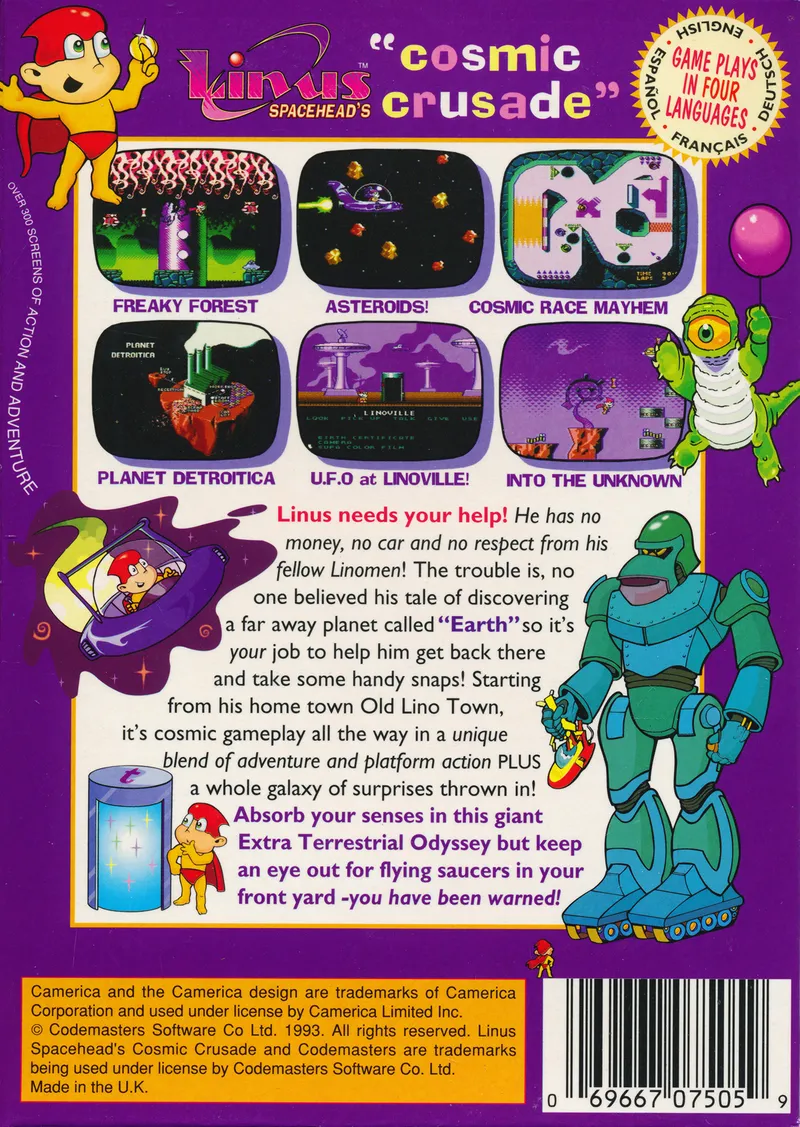 Linus Spacehead's Cosmic Crusade box back