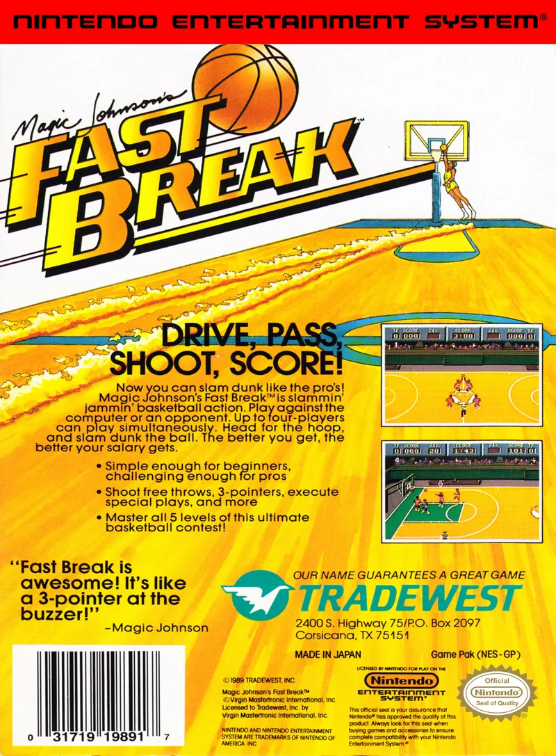 Magic Johnson's Fast Break box back