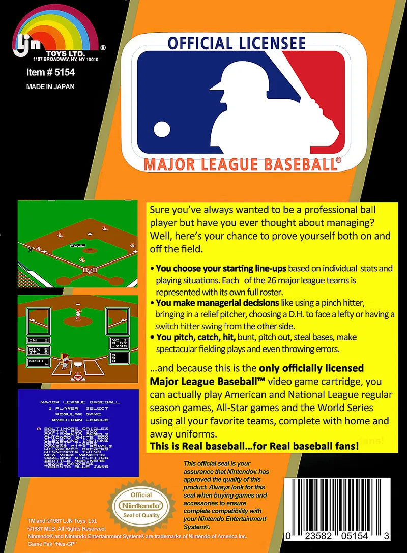 Major League Baseball box back