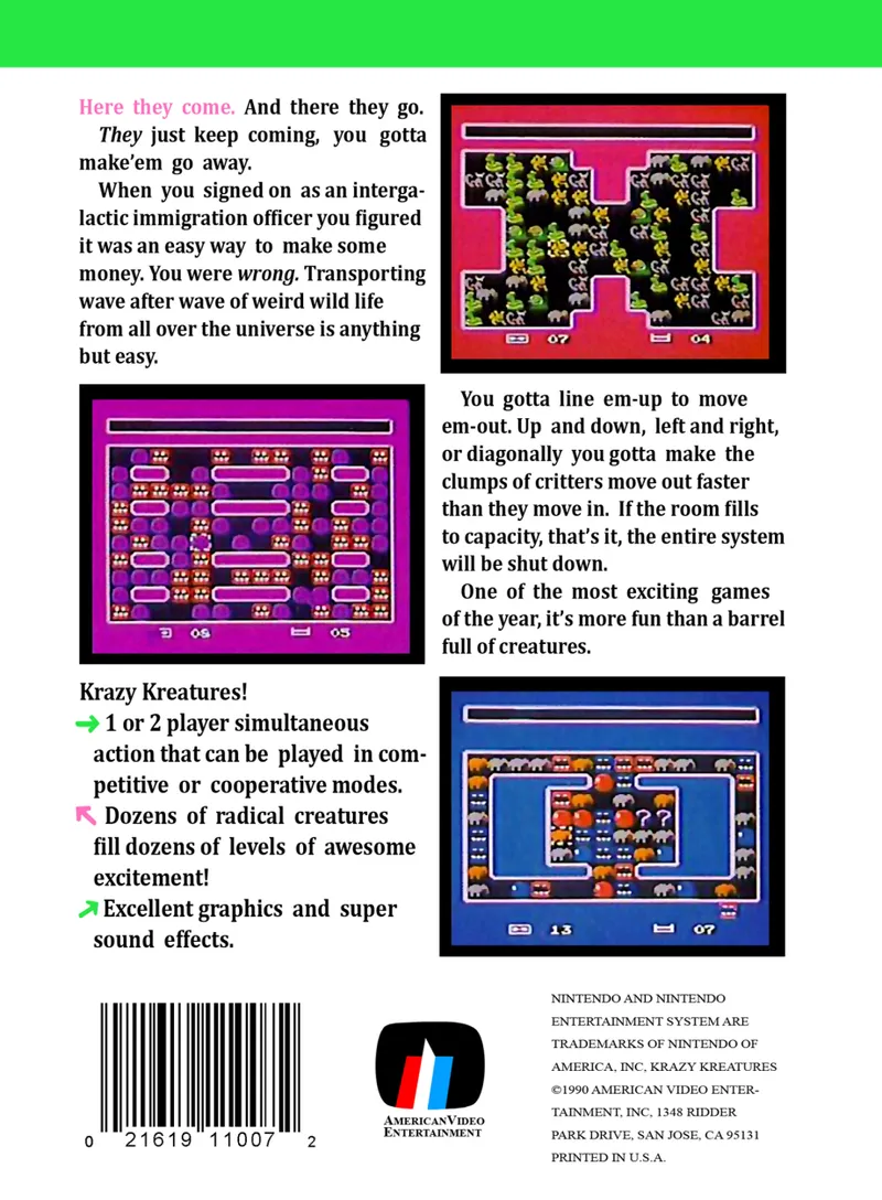 Krazy Kreatures box back