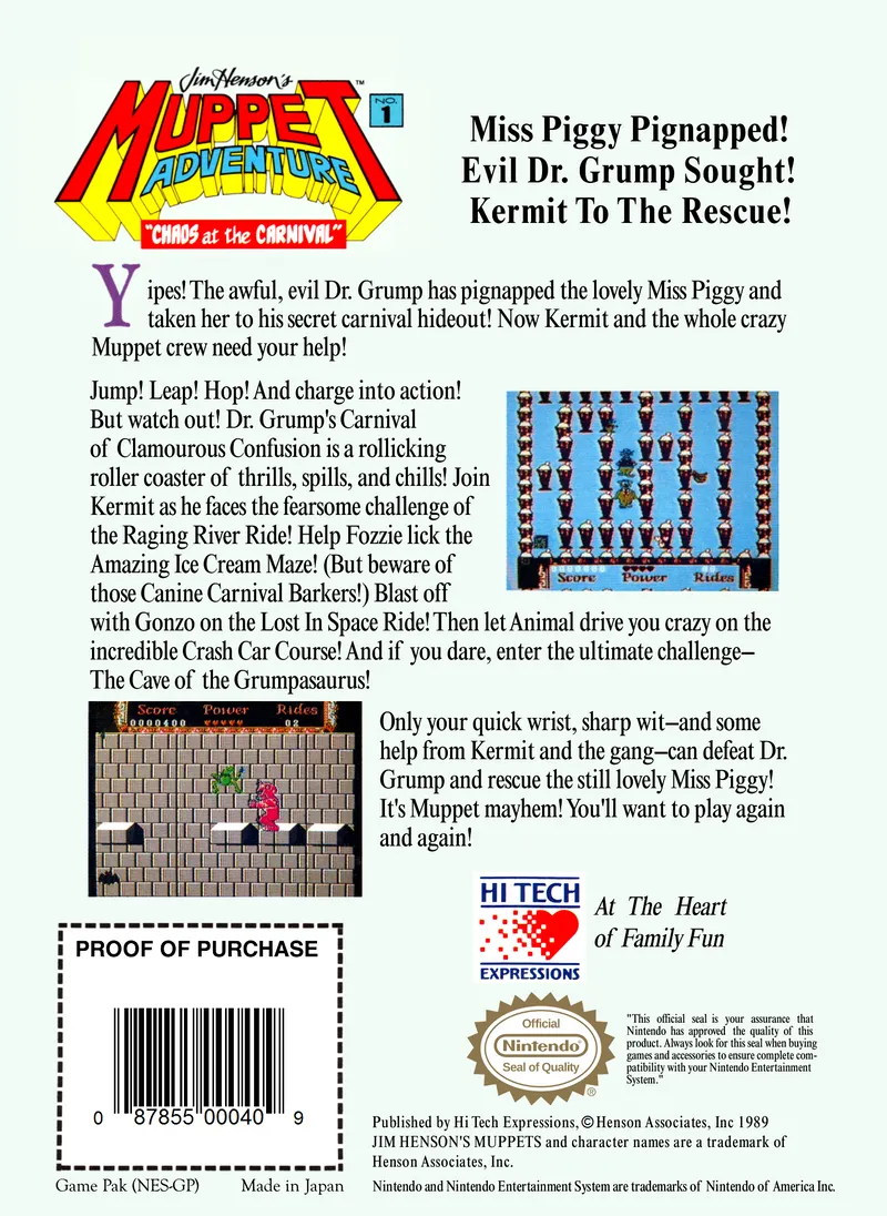 Muppet Adventure: "Chaos at the Carnival" box back