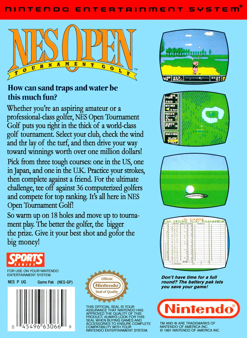 NES Open Tournament Golf box back