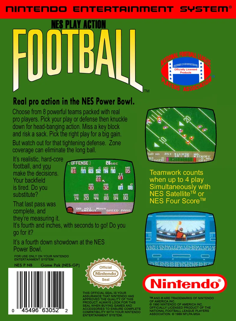 NES Play Action Football box back