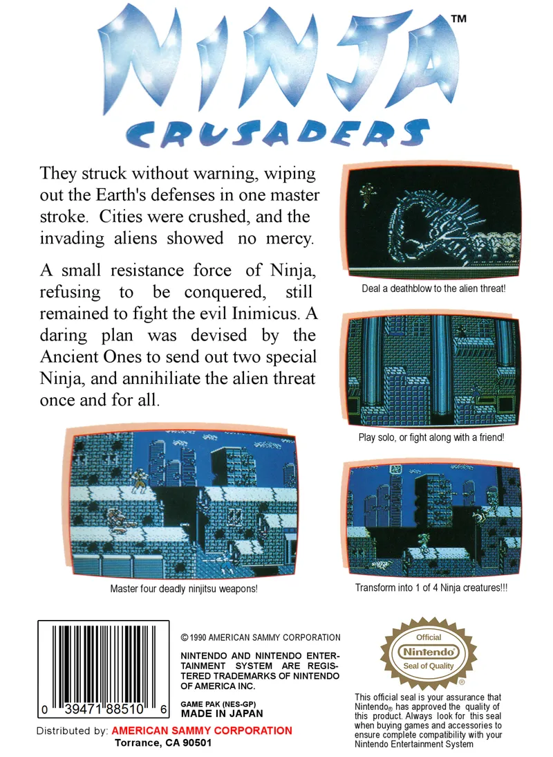 Ninja Crusaders box back
