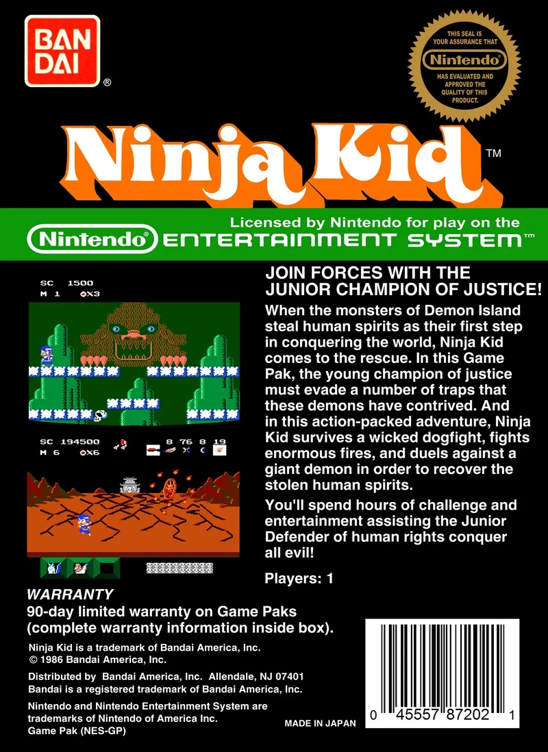 Ninja Kid box back