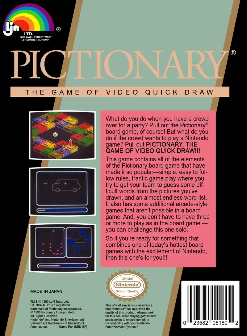 Pictionary: The Game of Video Quick Draw box back