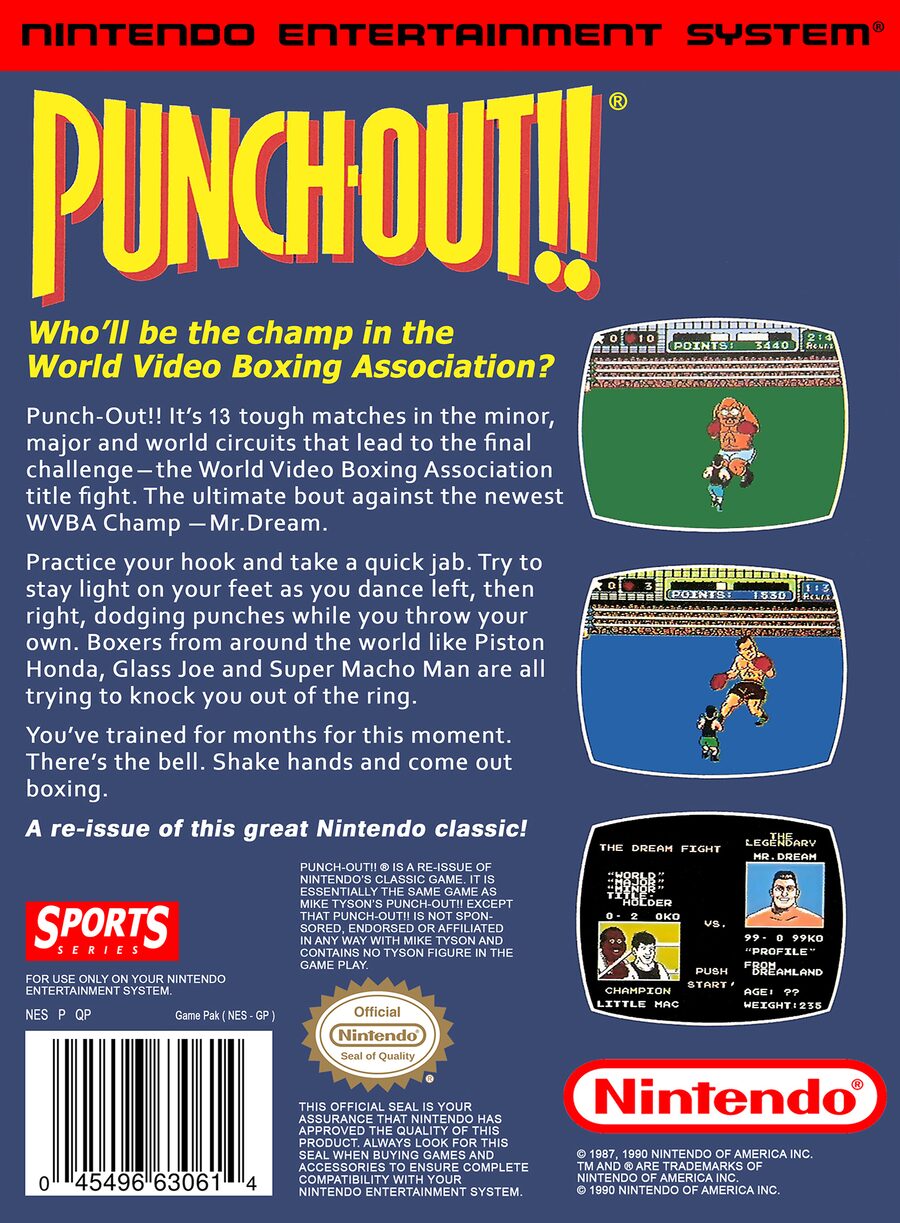 Punch-Out!! box back