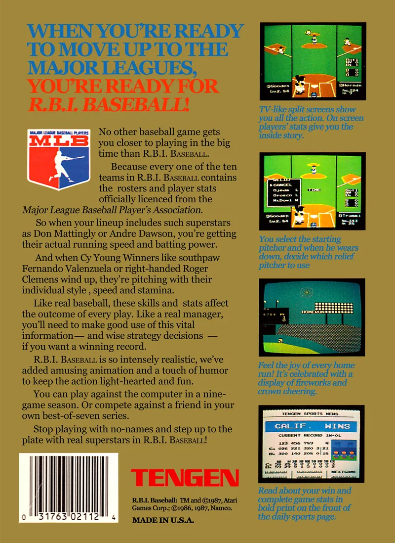 R.B.I. Baseball box back