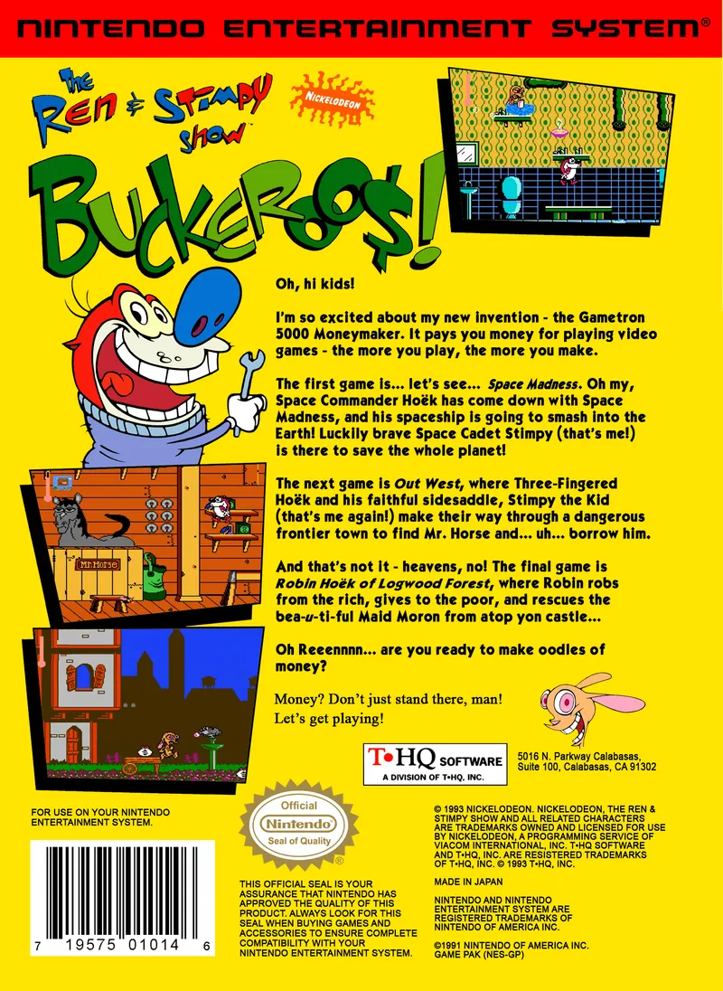 The Ren & Stimpy Show: Buckeroo$! box back