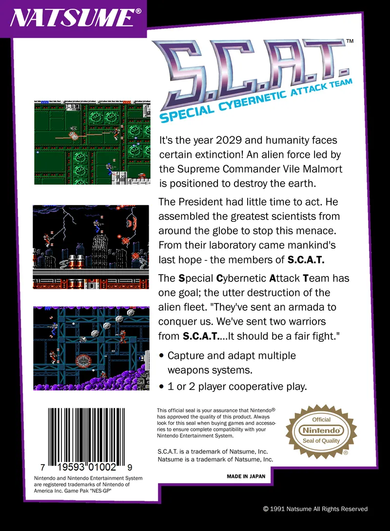 S.C.A.T.: Special Cybernetic Attack Team box back