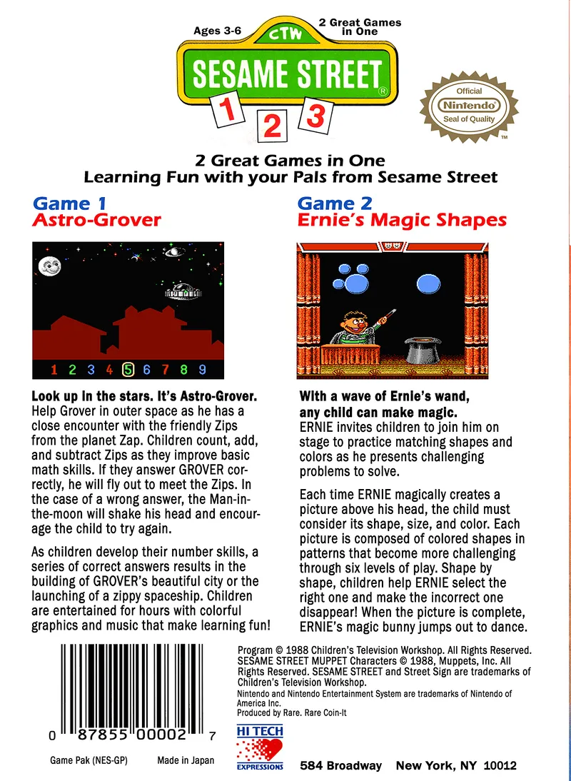 Sesame Street 1 2 3 box back