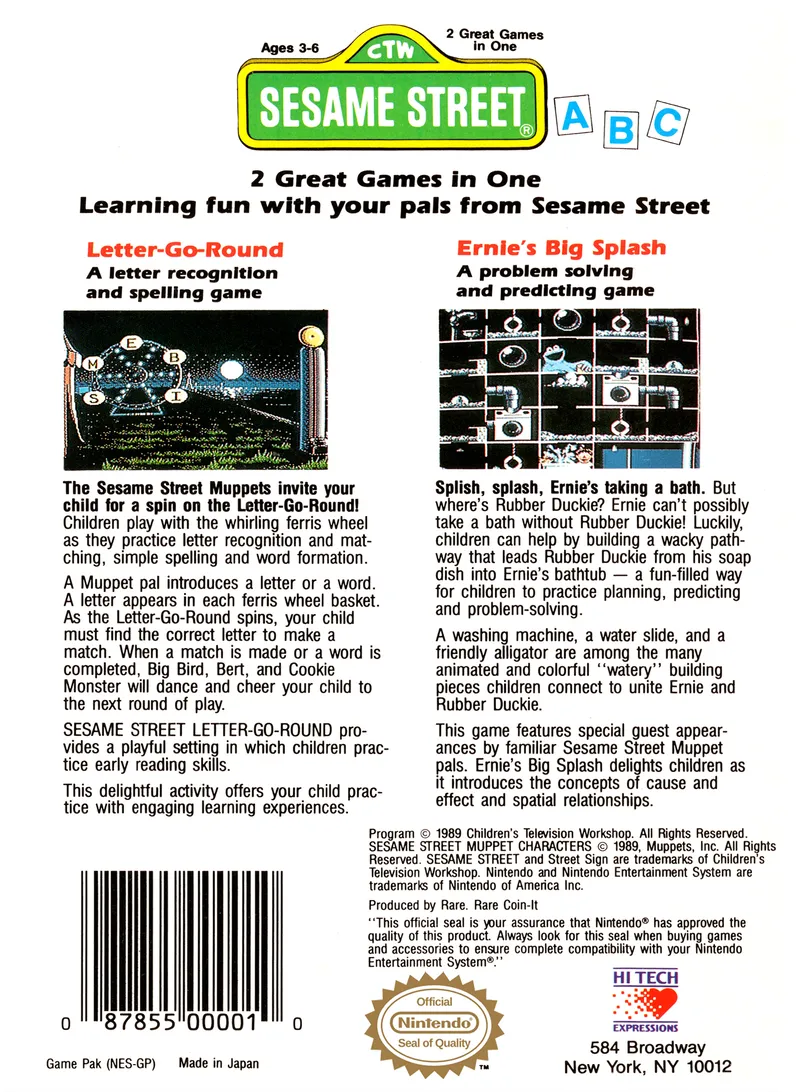 Sesame Street ABC box back