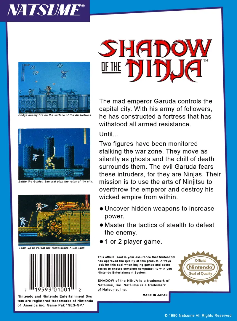 Shadow of the Ninja box back