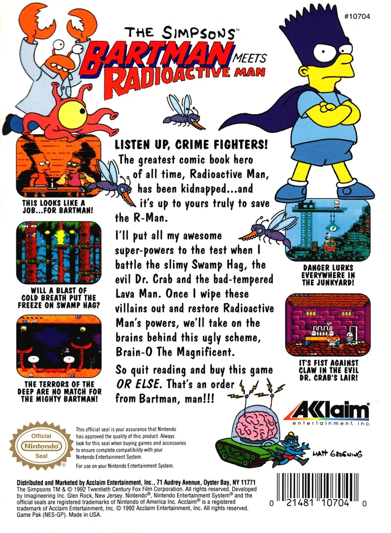 The Simpsons: Bartman Meets Radioactive Man box back