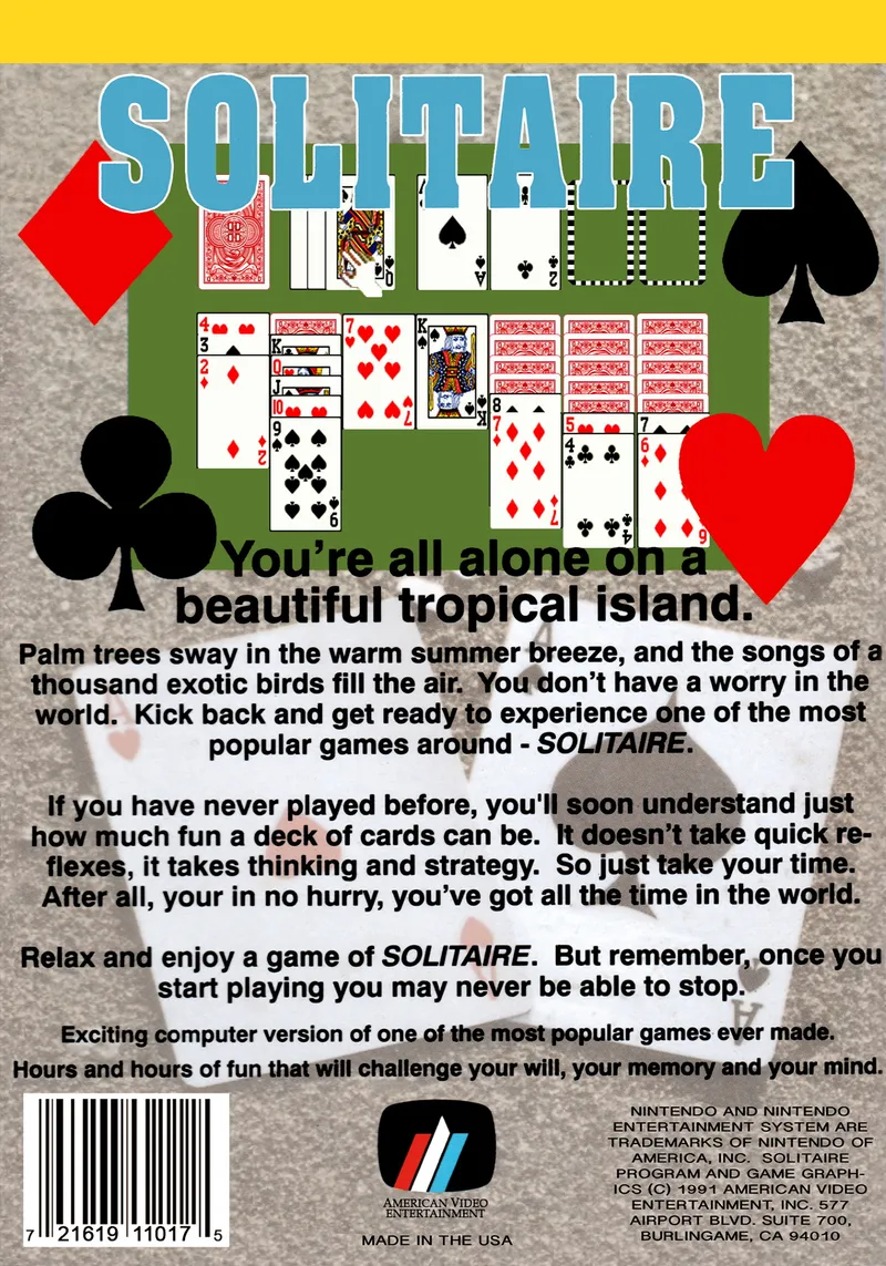 Solitaire box back