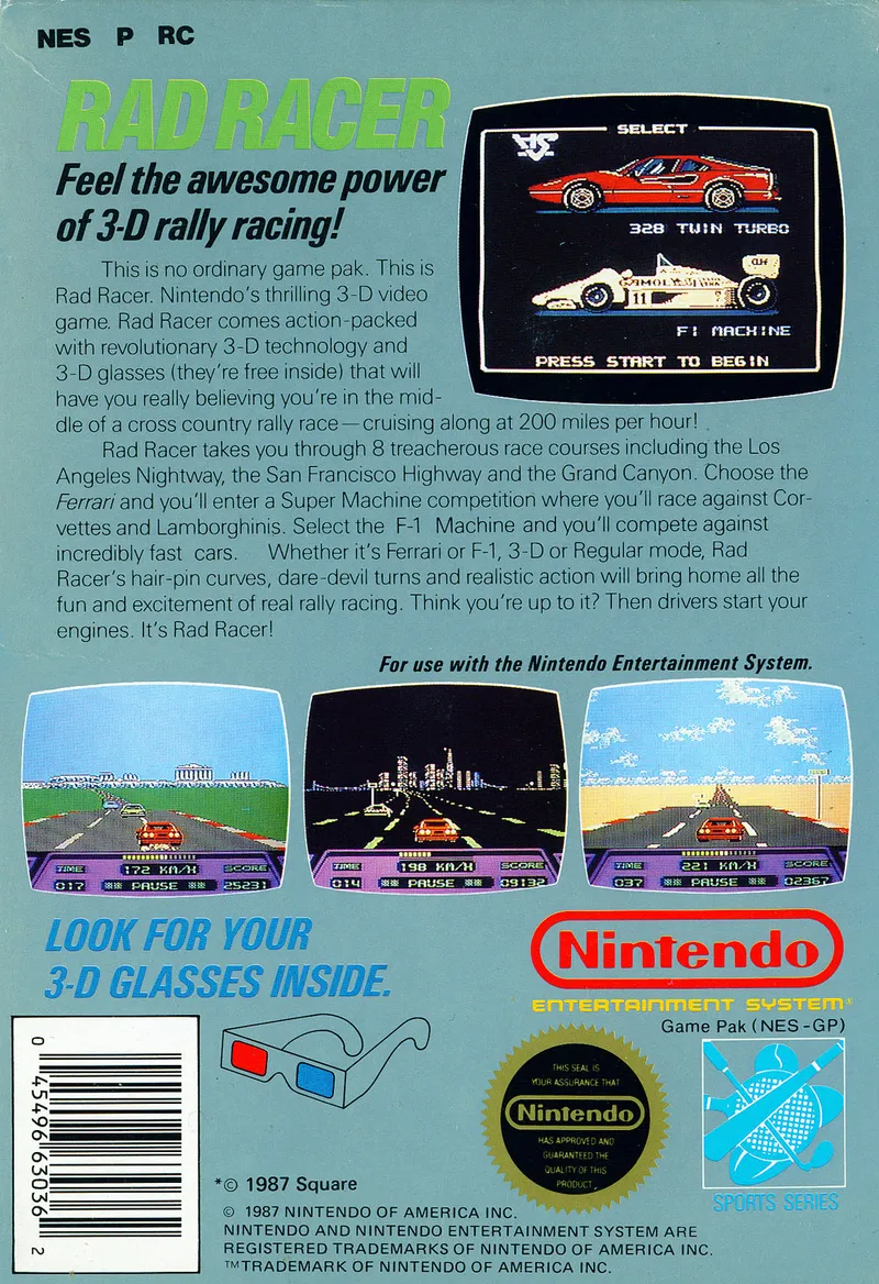Rad Racer box back