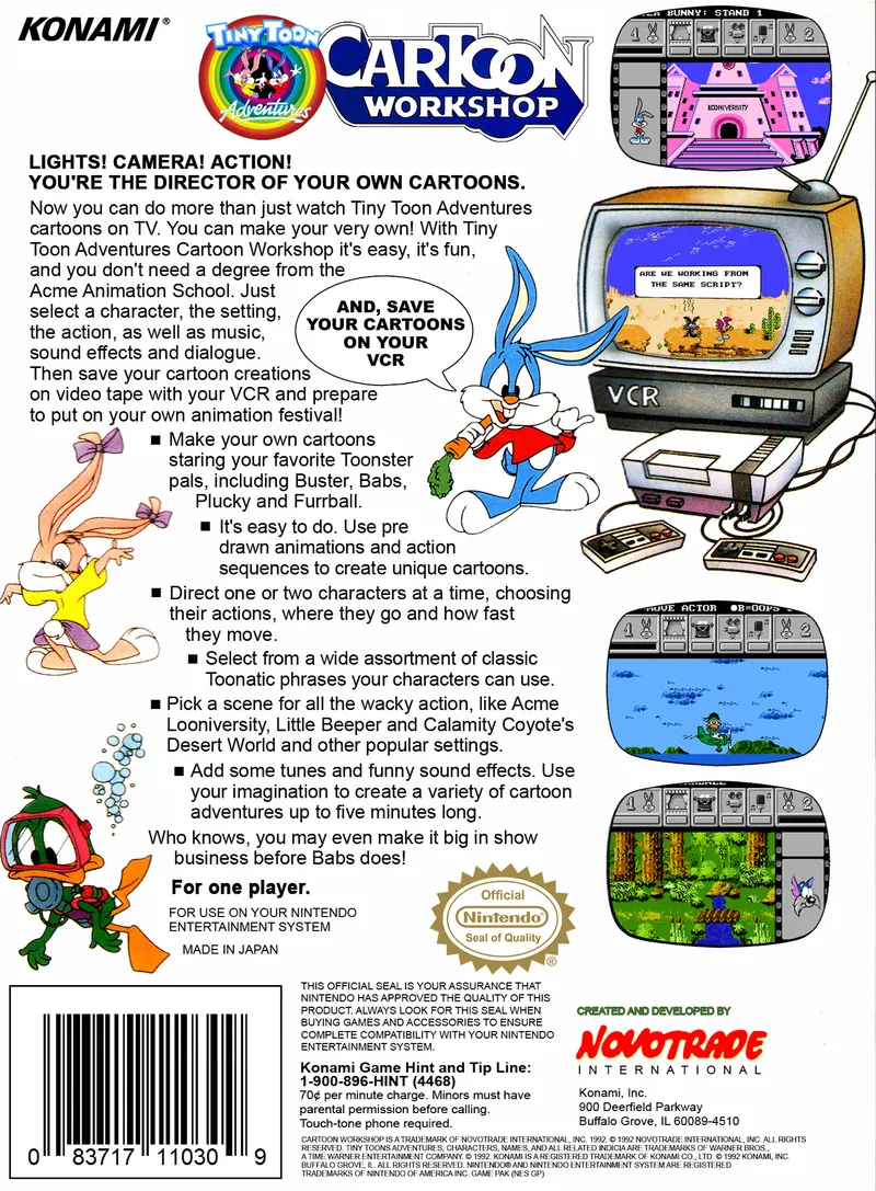 Tiny Toon Adventures Cartoon Workshop box back