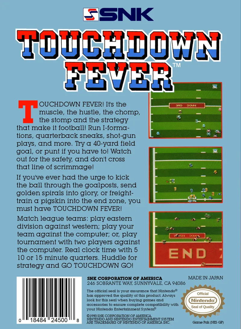 Touchdown Fever box back