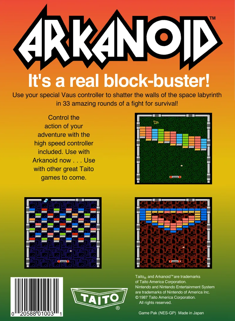Arkanoid box back