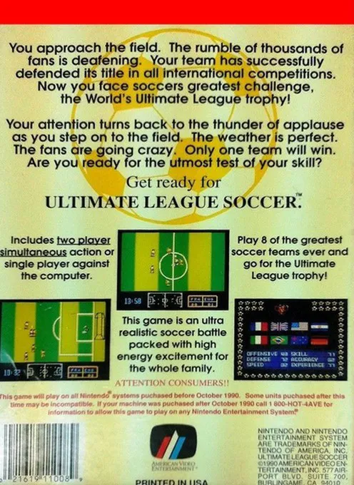 Ultimate League Soccer box back