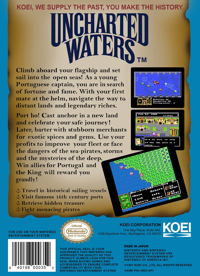 Uncharted Waters box back