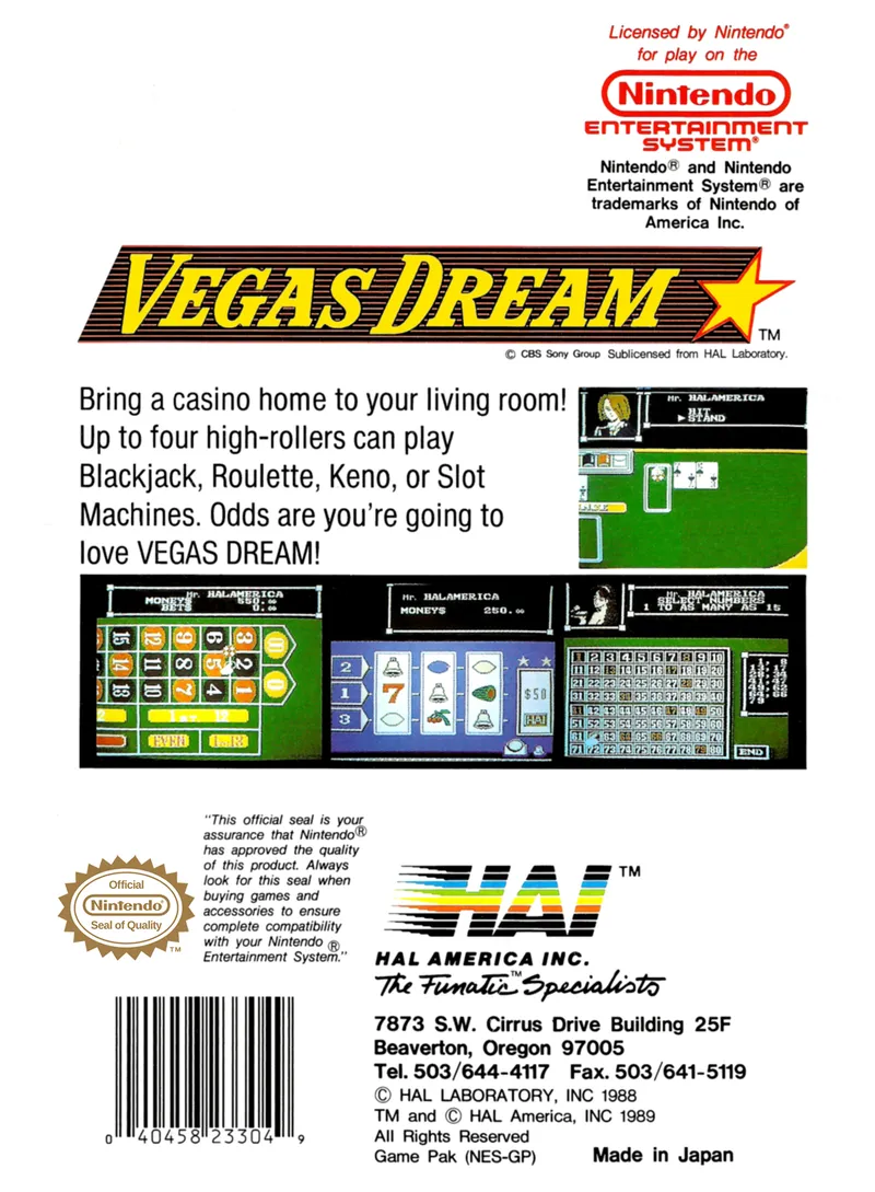 Vegas Dream box back