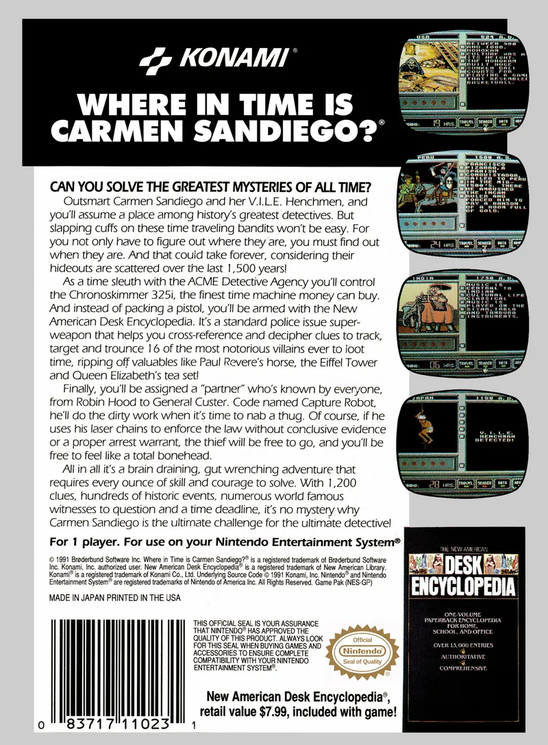 Where in Time Is Carmen Sandiego? box back