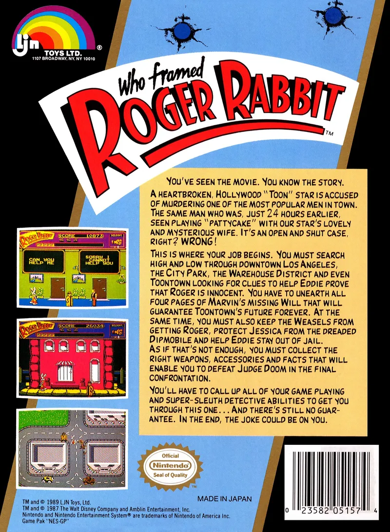 Who Framed Roger Rabbit box back