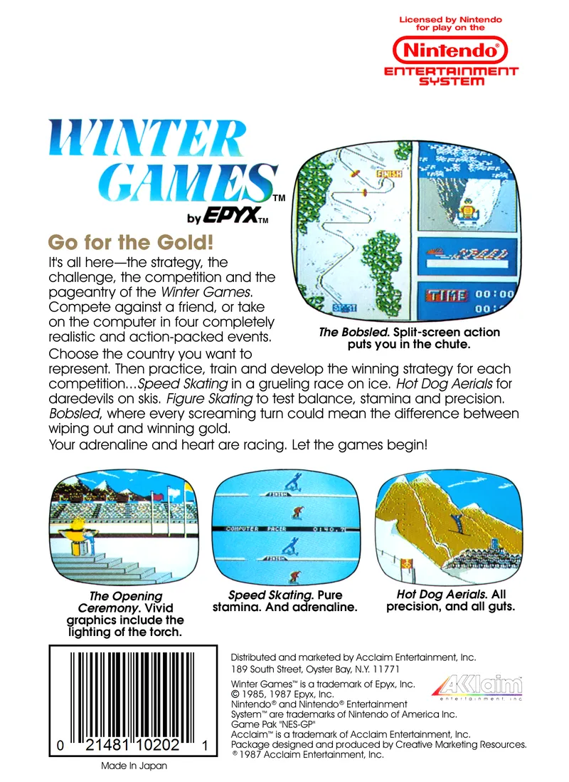 Winter Games box back