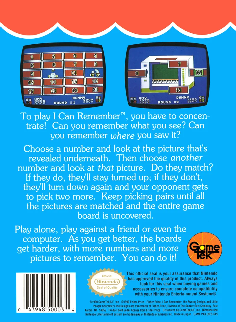 Fisher-Price: I Can Remember box back