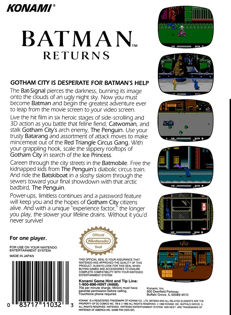 Batman Returns box back