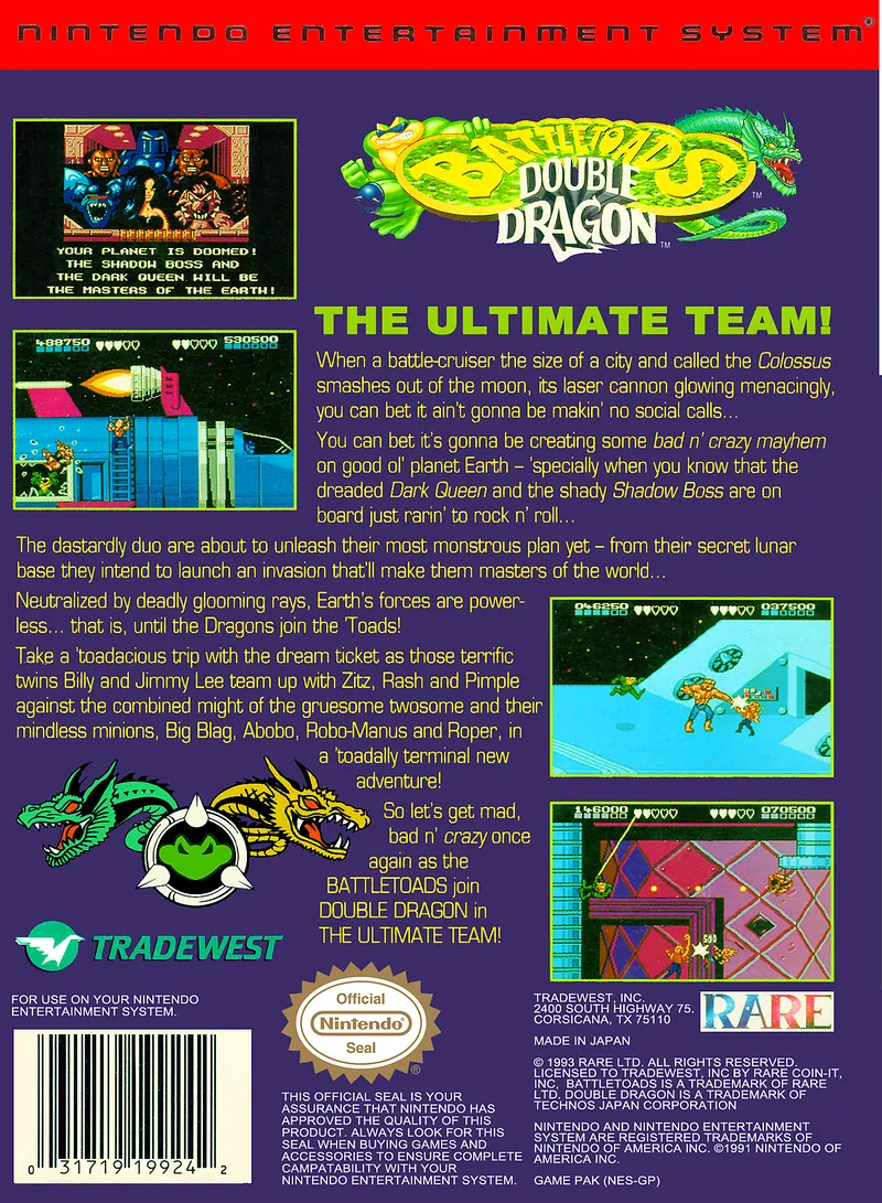 Battletoads / Double Dragon box back