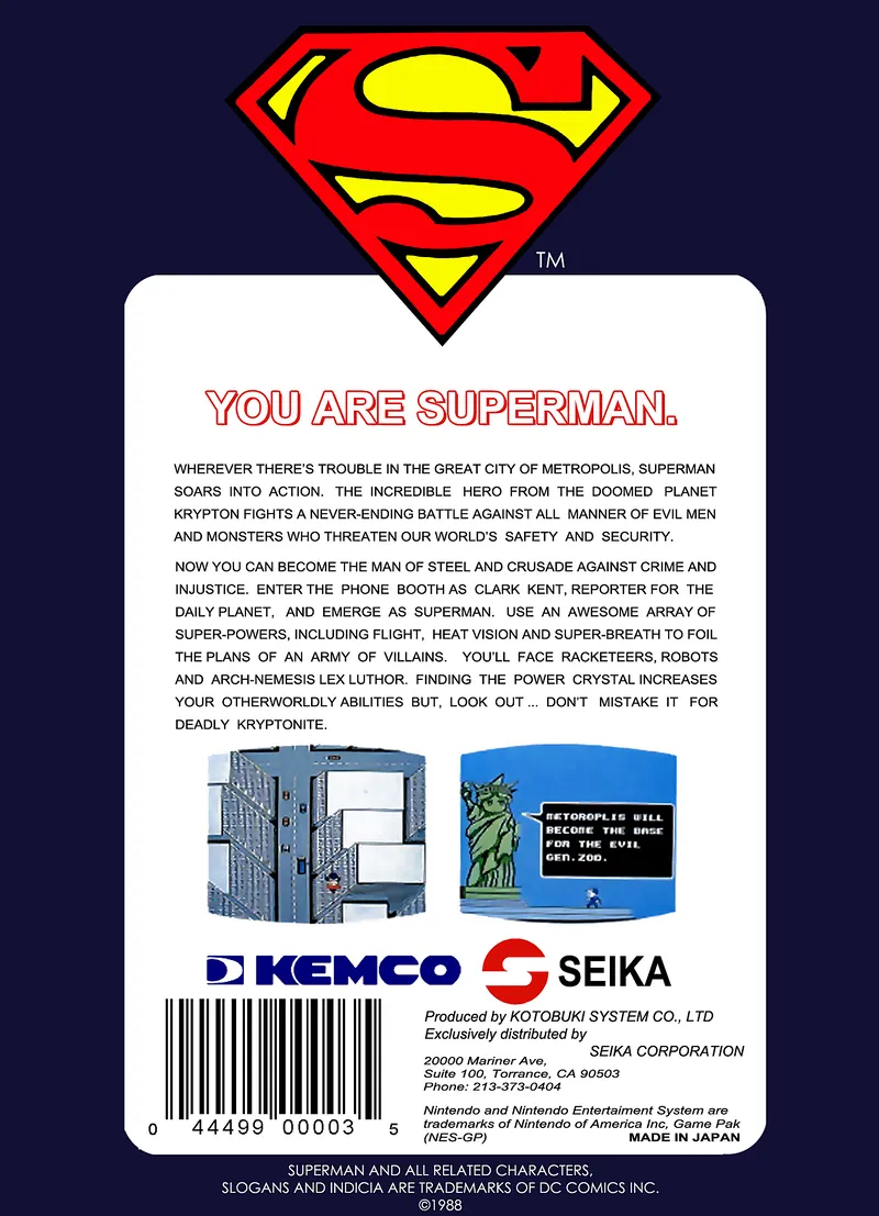 Superman box back