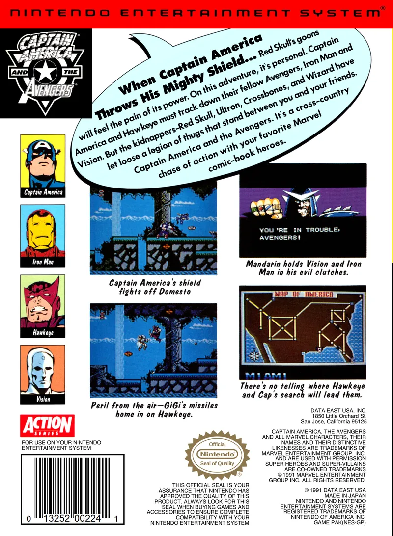 Captain America and the Avengers box back