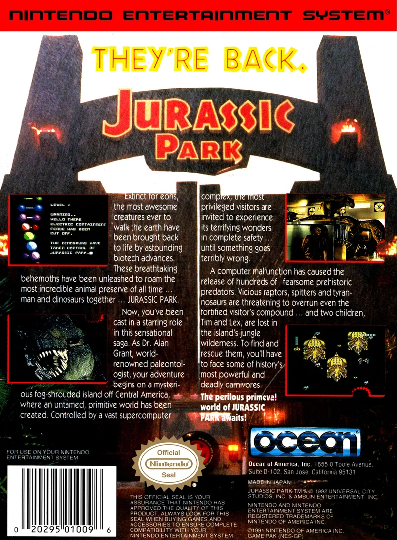 Jurassic Park box back