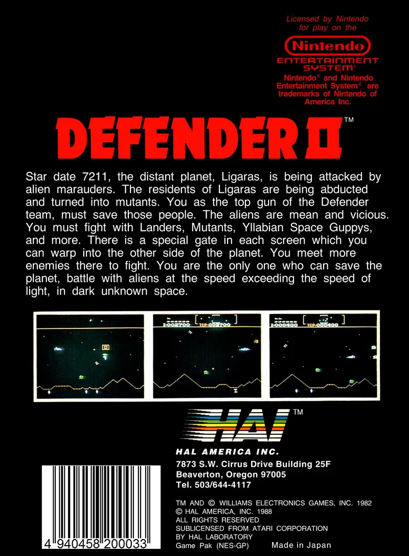 Defender II box back