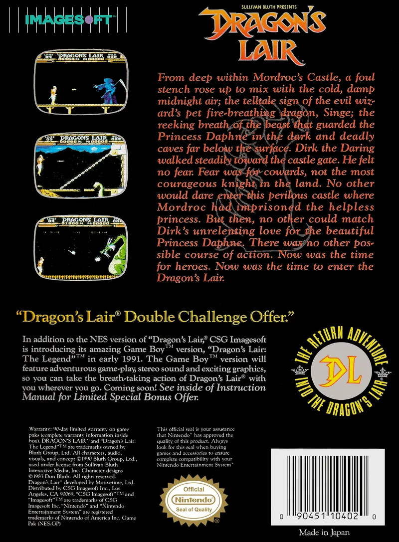 Dragon's Lair box back