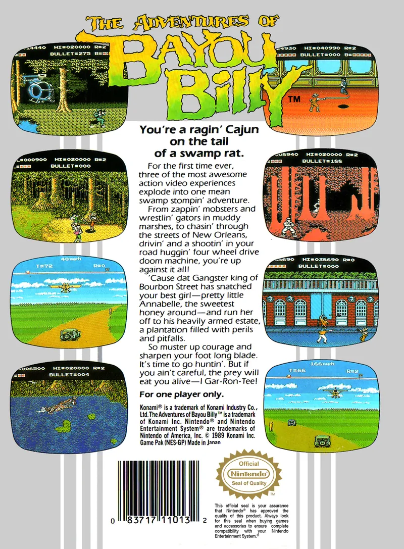 The Adventures of Bayou Billy box back