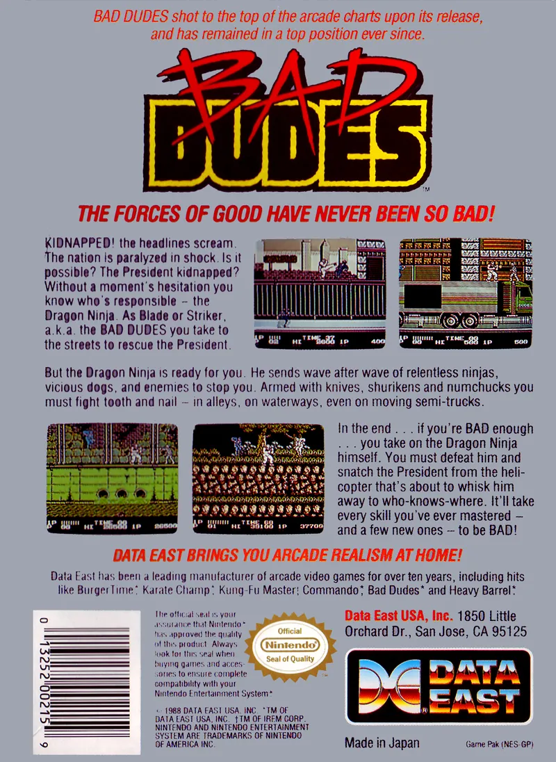 Bad Dudes box back