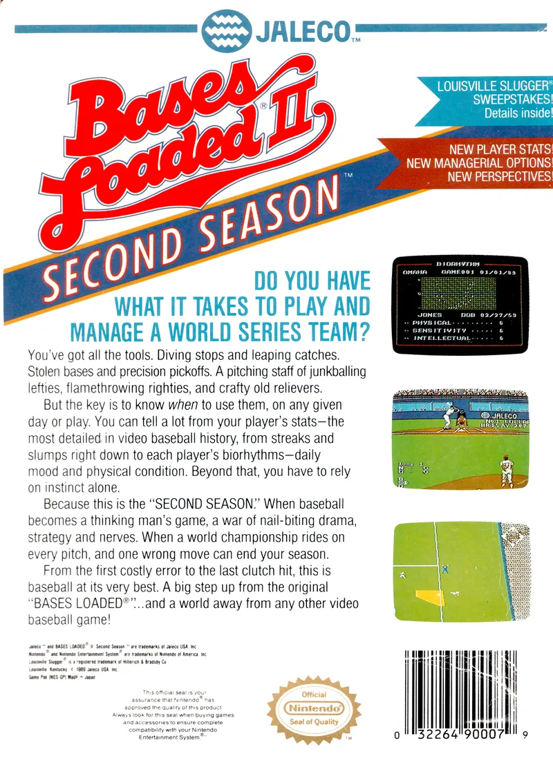 Bases Loaded II: Second Season box back