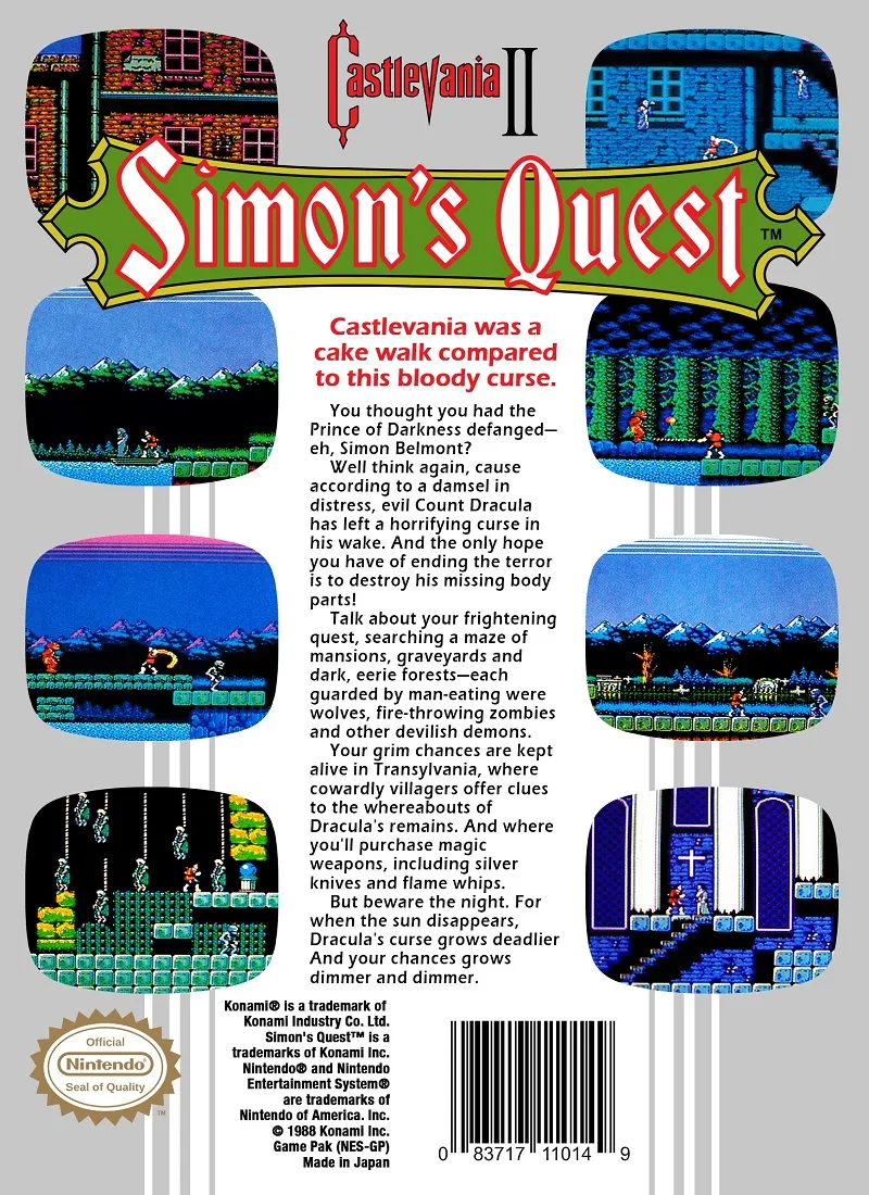 Castlevania II: Simon's Quest box back