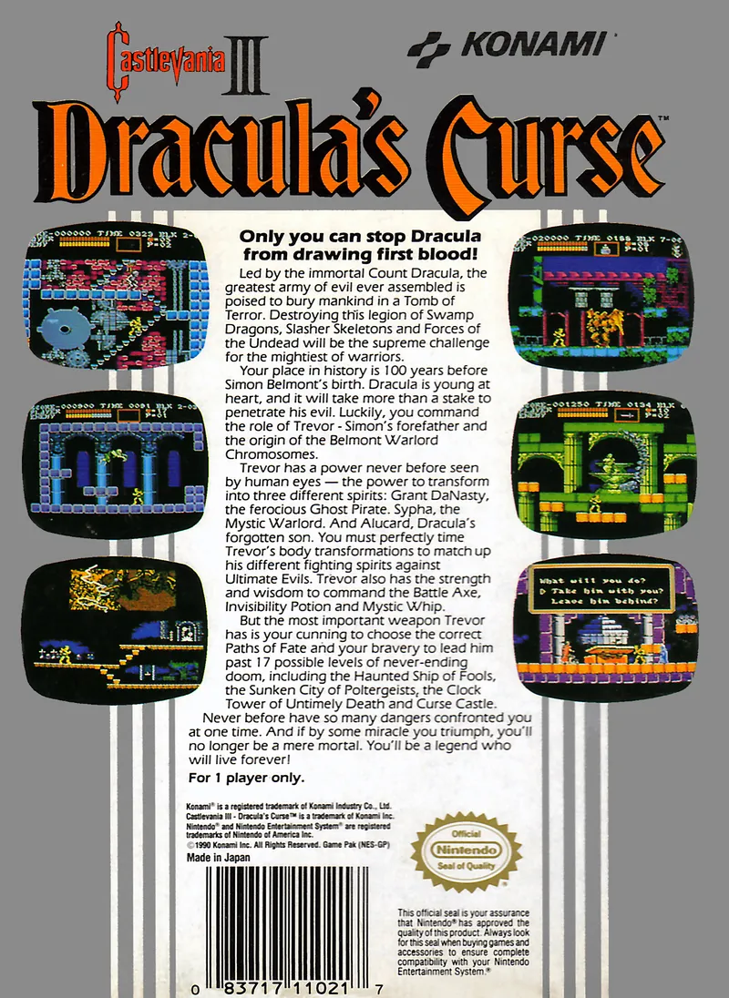 Castlevania III: Dracula's Curse box back