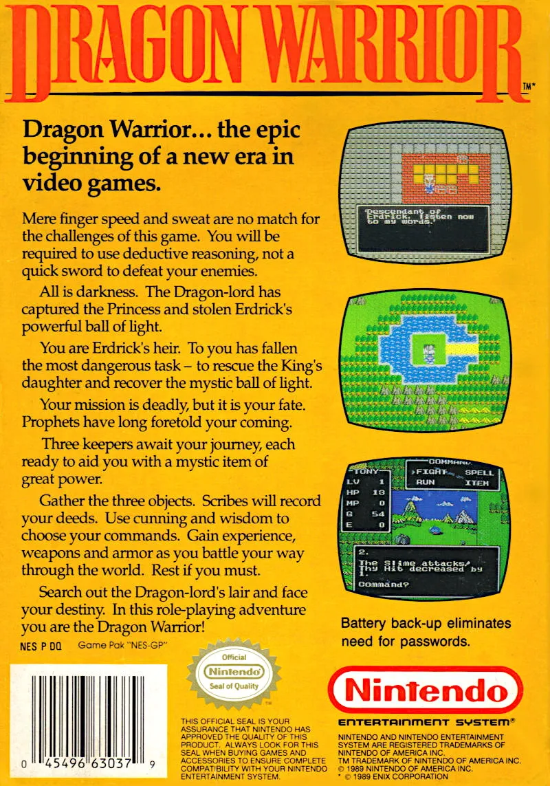 Dragon Warrior box back