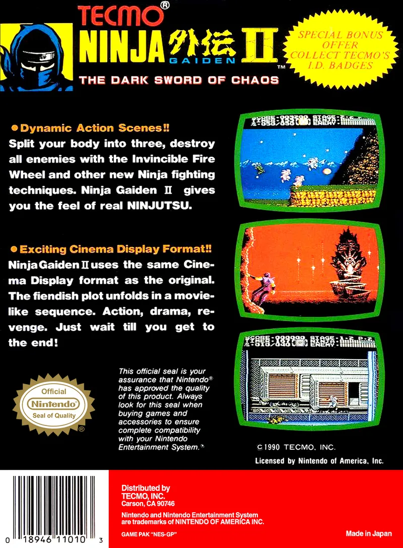 Ninja Gaiden II: The Dark Sword of Chaos box back
