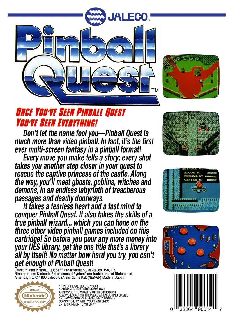 Pinball Quest box back