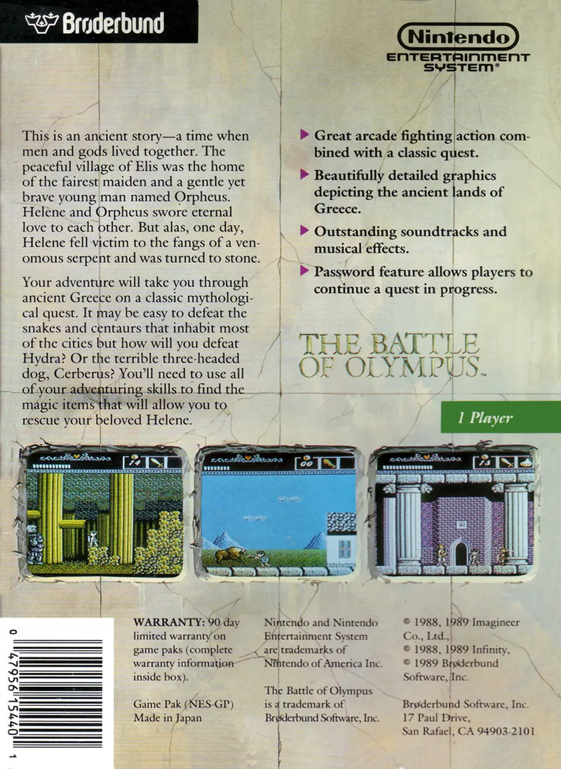 The Battle of Olympus box back