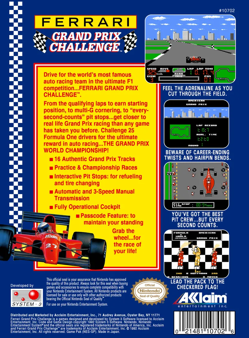Ferrari Grand Prix Challenge box back